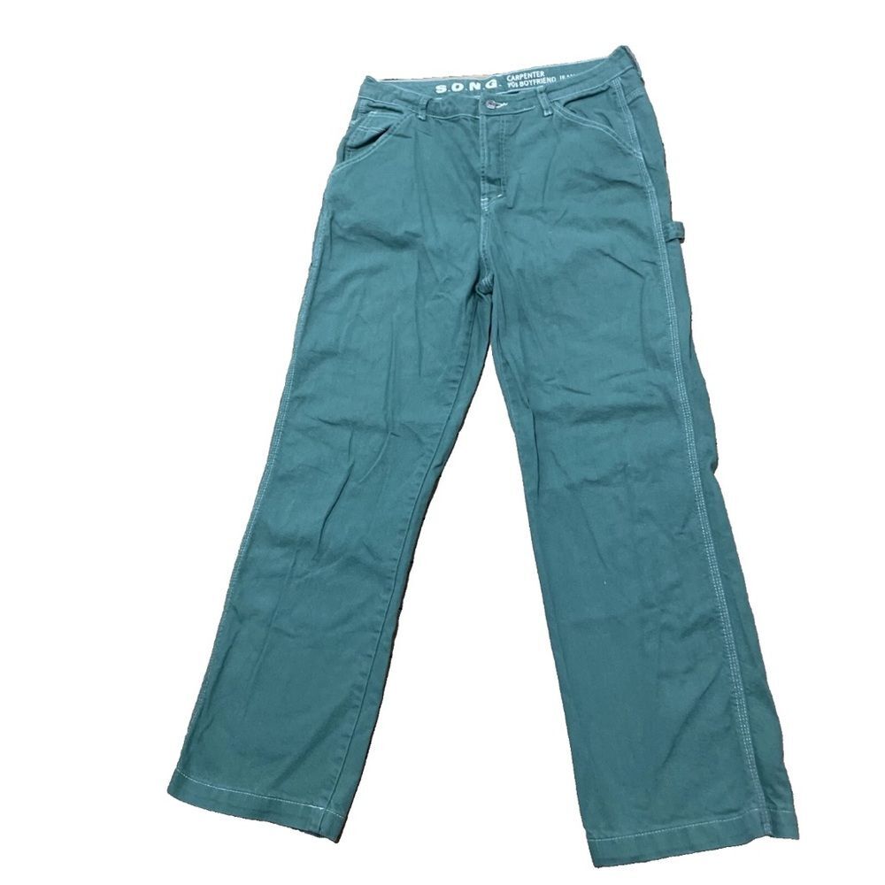 S.O.N.G. Jeans Carpenter Denim Women 13/31 90s Boyfriend Jean Green Cargo Utilit